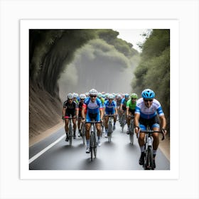 Cyclists On The Road Art Print