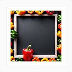 Colorful Peppers In A Frame 4 Art Print