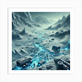 A Futuristic Sci Fi Depiction Of A Frozen Battlefi Art Print