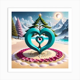 Heart Shaped Tree On The Beach Art Print