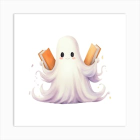 Ghost Holding Books Art Print