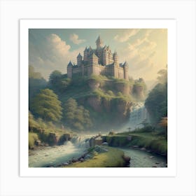 12th Century Waterfall And River Art Print