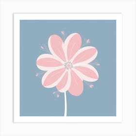 A White And Pink Flower In Minimalist Style Square Composition 509 Art Print