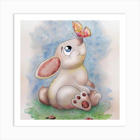 Bunny With Butterfly Art Print