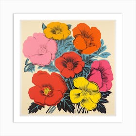 Andy Warhol Style Pop Art Florals 2 Art Print