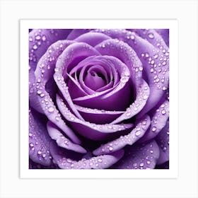 Purple Rose With Water Droplets 2 Art Print