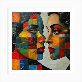 Two Women Face Painting Art Print