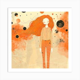 Girl With Orange Hair Art Print