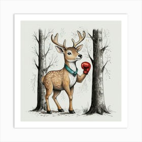 Boxing Deer Art Print