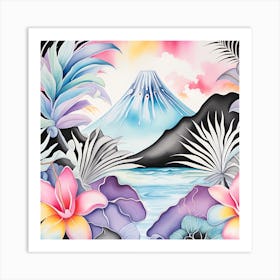 Hawaii Monochromatic Watercolor Art Print