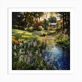 Dreamy Canvases: Irises in Monet's Hideaway Art Print