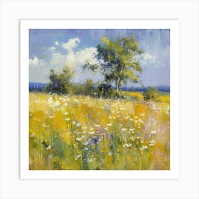 Daisies In The Meadow Art Print