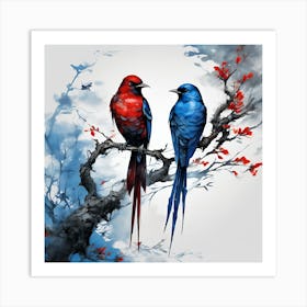 Birds On A Branch Art Print