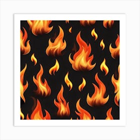 Flames On Black Background 61 Art Print