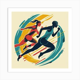 Two Runners In A Race Art Print