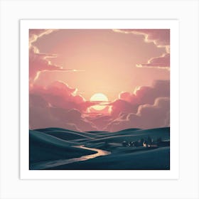 Sunset In The Desert Art Print