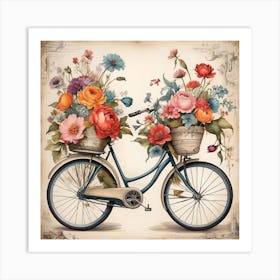 Flowers On A Bicycle Art Print