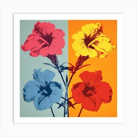 Andy Warhol Style Pop Art Flowers Florals 4 Square Art Print