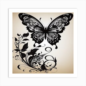 Butterfly And Flowers Art Print