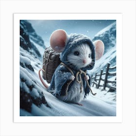 Mouse In The Snow Art Print