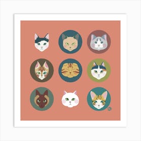 Whisker Gang [dusty salmon pink] Art Print