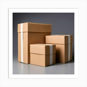 Mock Up Blank Box Parcel Cardboard Customizable Template Unprinted Clean Simple Minimalis (12) Art Print