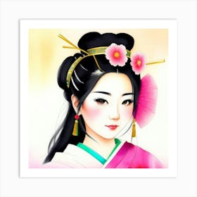 Petals of Japan: A Geisha in Bloom Art Print