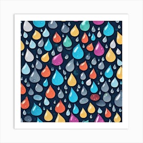 Raindrops Seamless Pattern 2 Art Print