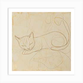 Cat Sleeping Art Print