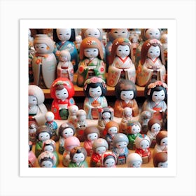 Japanese ceramic dolls 1 Art Print