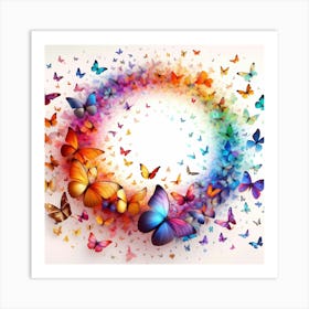 Colorful Butterflies In A Circle Art Print