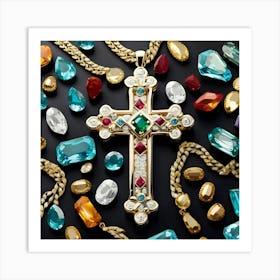 Cross And Jewels Poster