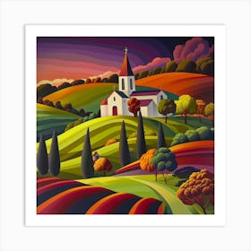 Church In The Countryside 2 Art Print