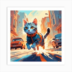 Running Away Cat Art Print