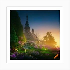 Garden At Sunset Art Print