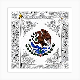 Mexican Flag Coloring Page 2 Art Print