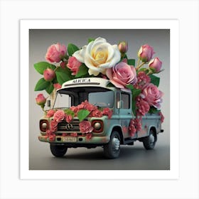 Mercedes Benz Flower Truck Art Print
