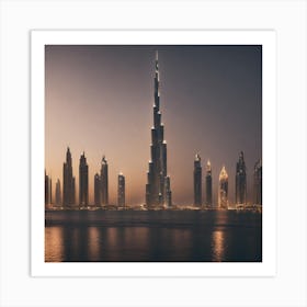 Dubai Skyline At Dusk Art Print