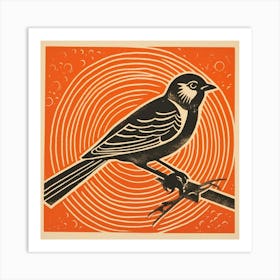 Retro Bird Lithograph House Sparrow 3 Art Print