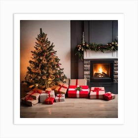 Christmas Tree With Presents 18 Art Print