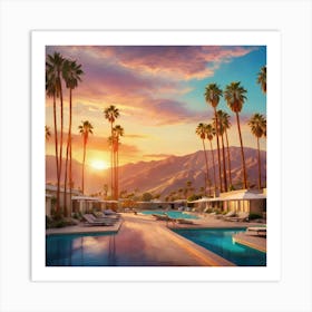 Palm Springs Resort At Sunset Art Print