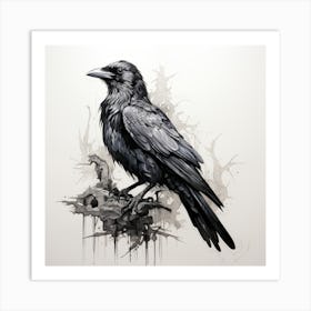 Sketch Gothic Raven Art Print