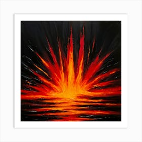 Abstract Fire Art Engulfs The Canvas In A Stream Of Crimson Flames Suggesting Burning Passion Flick Art Print