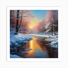 River In Winter Art Print