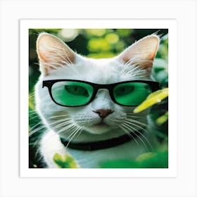 Cat With Glasses Art Print