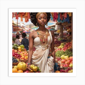African Woman In Fruit Market,wall art Art Print