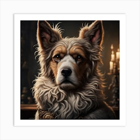 Detailed Studio Photograph of a Curly Haired Dog  Art Print