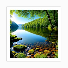 Lake In The Forest Art Print