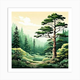 Pine Tree In The Forest Art Print