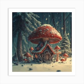Red mushroom shaped like a hut 6 Art Print